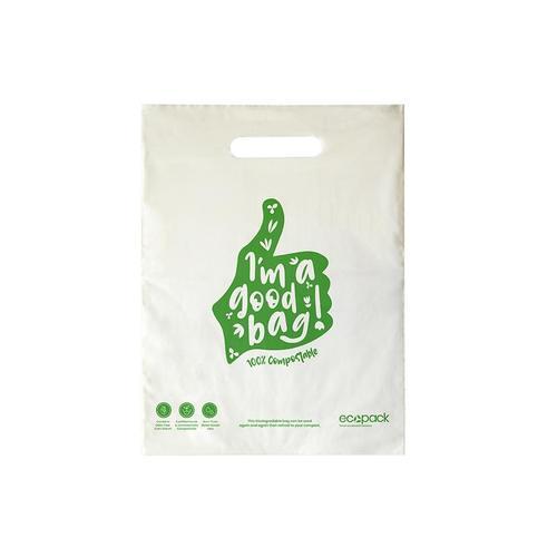 Punched Handle Bag Compostable Small 26x34cm, Carton - Ecopack