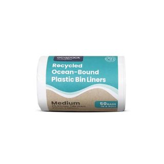 27L Medium Ocean-Bound Recycled Plastic Bin Liners (White) Roll (50 Bags) – Ecopack
